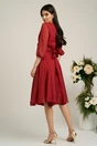 Rochie Dy Fashion bordo din voal cu fir stralucitor si cordon