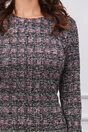 Rochie Dy Fashion conica din jerse neagra cu print roz