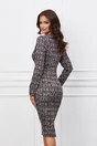 Rochie Dy Fashion conica din jerse neagra cu print roz