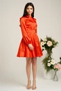 Rochie Dy Fashion corai cu buline in relief si curea in talie, 4, dyfashion.ro