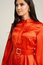 Rochie Dy Fashion corai cu buline in relief si curea in talie, 3, dyfashion.ro