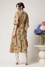 Rochie DY Fashion de zi din voal bej cu imprimeu floral
