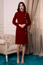 Rochie DY Fashion din catifea bordo cu nasturi pe o parte