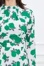 Rochie Dy Fashion din voal alba cu imprimeu verde