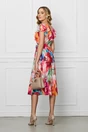 Rochie DY Fashion din voal cu imprimeu floral multicolor si cordon in talie