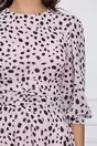 Rochie Dy Fashion din voal roz cu picatele negre