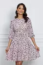 Rochie Dy Fashion din voal roz cu picatele negre