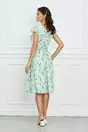 Rochie Dy Fashion din voal verde mint cu imprimeu si cordon in talie
