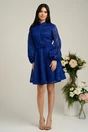 Rochie DY Fashion eleganta din dantela albastra cu nasturi la bust