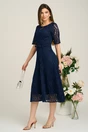 Rochie DY Fashion eleganta din dantela bleumarin cu maneci scurte