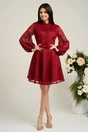 Rochie DY Fashion eleganta din dantela bordo cu nasturi la bust
