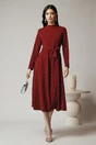 Rochie DY Fashion eleganta din lurex bordo cu cordon in talie