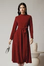 Rochie DY Fashion eleganta din lurex bordo cu cordon in talie