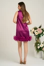 Rochie DY Fashion eleganta din satin magenta cu flori maxi din organza