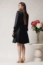 Rochie DY Fashion eleganta din satin neagra cu croi petrecut si cordon in talie