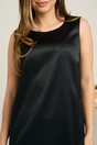 Rochie DY Fashion eleganta din satin neagra cu flori maxi din organza