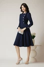 Rochie DY Fashion eleganta din stofa bleumarin cu nasturi si volanase