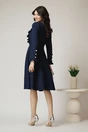 Rochie DY Fashion eleganta din stofa bleumarin cu nasturi si volanase