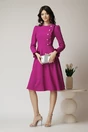 Rochie DY Fashion eleganta din stofa magenta cu nasturi si volanase