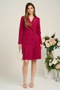Rochie DY Fashion eleganta din stofa magenta tip sacou cu pliuri pe fusta