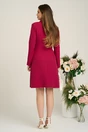 Rochie DY Fashion eleganta din stofa magenta tip sacou cu pliuri pe fusta