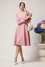 Rochie DY Fashion eleganta din stofa roz cu nasturi si volanase