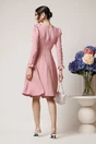 Rochie DY Fashion eleganta din stofa roz cu nasturi si volanase