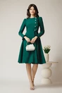 Rochie DY Fashion eleganta din stofa verde cu nasturi si volanase