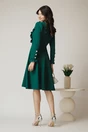 Rochie DY Fashion eleganta din stofa verde cu nasturi si volanase