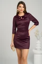 Rochie DY Fashion eleganta din tafta mov cu fundite la bust, 1, dyfashion.ro