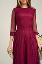 Rochie DY Fashion eleganta din tull cu buline catifelate magenta