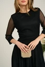 Rochie DY Fashion eleganta din tull cu buline catifelate neagra