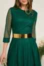 Rochie DY Fashion eleganta din tull cu buline catifelate verde