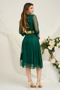 Rochie DY Fashion eleganta din tull cu buline catifelate verde