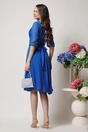 Rochie Dy Fashion eleganta din voal albastra cu fir stralucitor si cordon, 3, dyfashion.ro