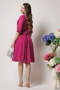 Rochie DY Fashion eleganta din voal fucsia cu fir stralucitor si cordon