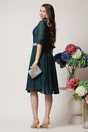 Rochie DY Fashion eleganta din voal verde inchis cu fir stralucitor si cordon