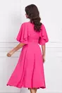 Rochie Dy Fashion fucsia cu maneca dubla si crepeu