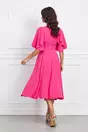 Rochie Dy Fashion fucsia cu maneca dubla si crepeu