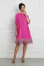 Rochie Dy Fashion fucsia cu pene la baza