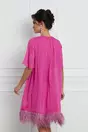 Rochie Dy Fashion fucsia cu pene la baza