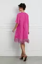 Rochie Dy Fashion fucsia cu pene la baza