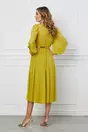 Rochie Dy Fashion galben lime cu decolteu petrecut si curea in talie