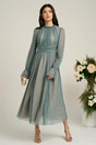Rochie Dy Fashion gri de ocazie din tull fin