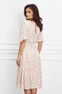 Rochie Dy Fashion ivory cu floricele colorate si curea in talie