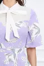 Rochie Dy Fashion lila cu imprimeu si bust din voal