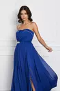 Rochie Dy Fashion lunga albastra cu accesoriu in talie