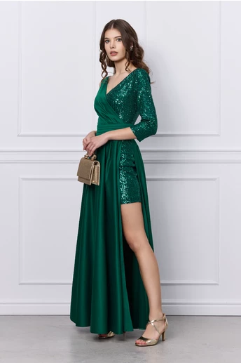 Rochie DY Fashion lunga verde cu paiete