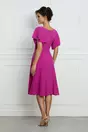 Rochie Dy Fashion magenta cu maneci tip volanas