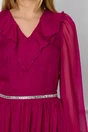 Rochie DY Fashion magenta cu volan si strasuri